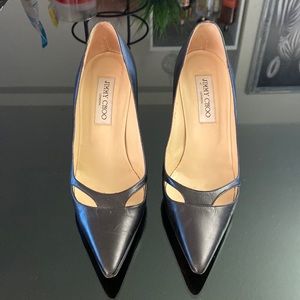 Jimmy choo black leather pumps shoes